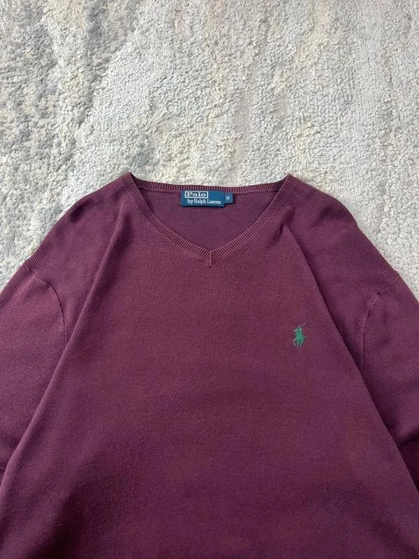 Suéter gola V vinho Polo Ralph Lauren tamanho M – photo 4